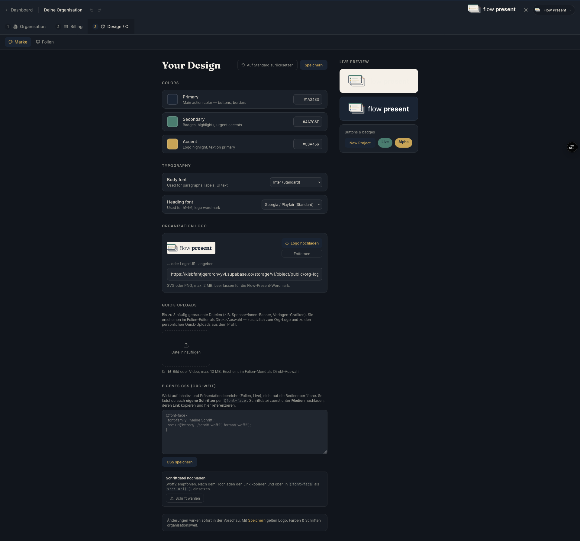 Design / CI der Organisation