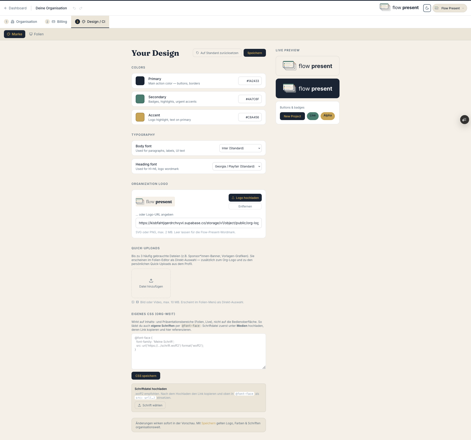 Design / CI der Organisation