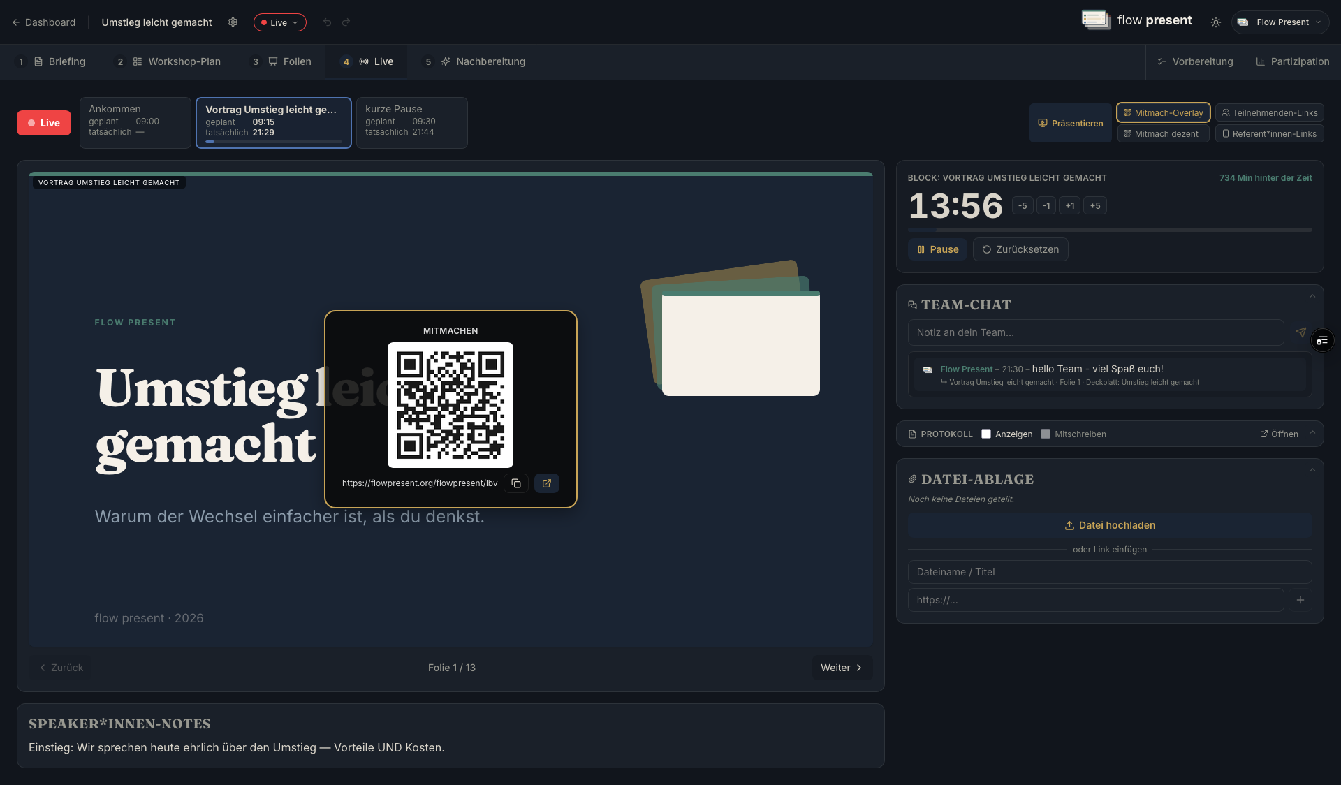Folie mit Mitmach-Link und QR-Code